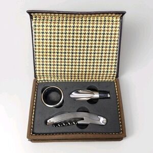 Cutter & Buck American Classic Collection Wine Tool Set 3 Piece Brown Case